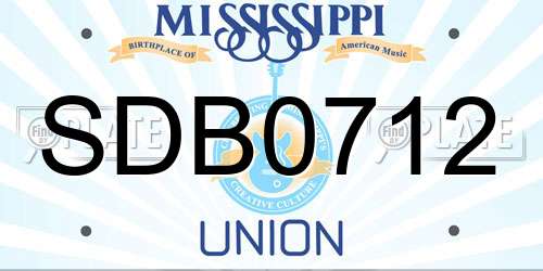 SDB0712 Mississippi License Plate
