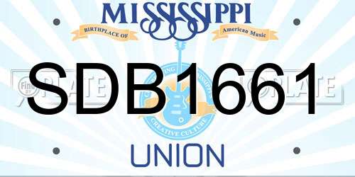 SDB1661 Mississippi License Plate
