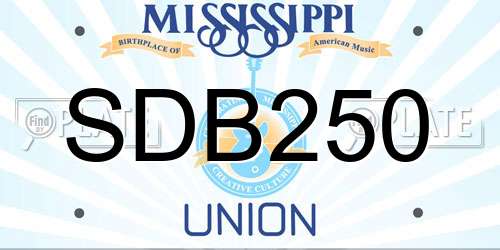 SDB250 Mississippi License Plate