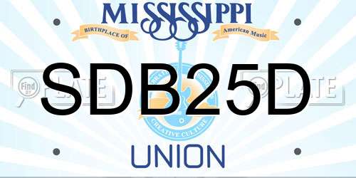 SDB25D Mississippi License Plate