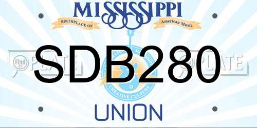 SDB280 Mississippi License Plate