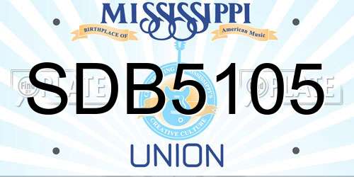 SDB5105 Mississippi License Plate