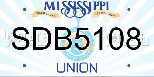 SDB5108 Mississippi License Plate
