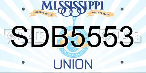 SDB5553 Mississippi License Plate
