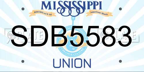 SDB5583 Mississippi License Plate