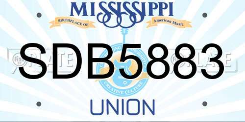 SDB5883 Mississippi License Plate