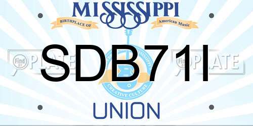SDB71I Mississippi License Plate