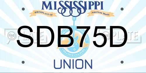 SDB75D Mississippi License Plate