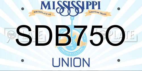 SDB75O Mississippi License Plate