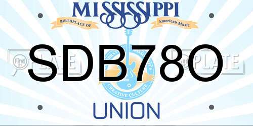 SDB78O Mississippi License Plate