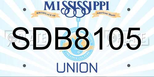 SDB8105 Mississippi License Plate