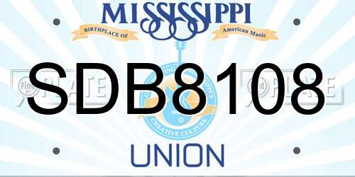 SDB8108 Mississippi License Plate
