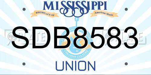 SDB8583 Mississippi License Plate
