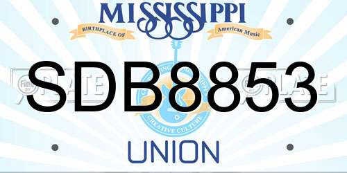 SDB8853 Mississippi License Plate
