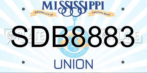SDB8883 Mississippi License Plate