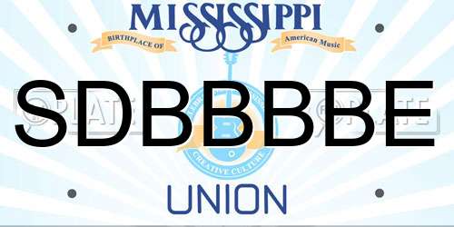 SDBBBBE Mississippi License Plate