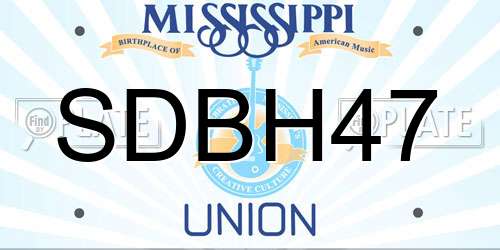 SDBH47 Mississippi License Plate