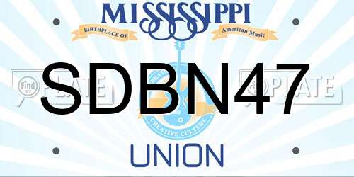 SDBN47 Mississippi License Plate