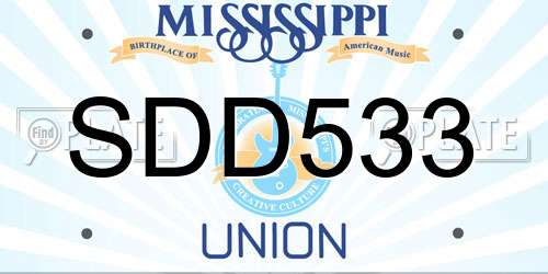 SDD533 Mississippi License Plate