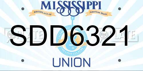 SDD6321 Mississippi License Plate