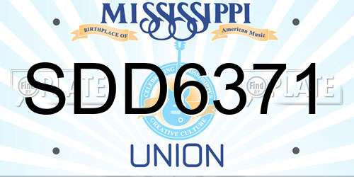 SDD6371 Mississippi License Plate