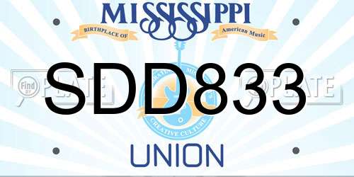 SDD833 Mississippi License Plate