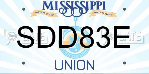 SDD83E Mississippi License Plate