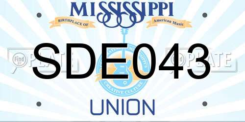SDE043 Mississippi License Plate