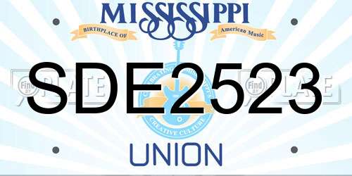 SDE2523 Mississippi License Plate