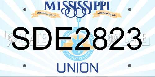 SDE2823 Mississippi License Plate