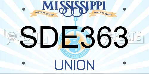 SDE363 Mississippi License Plate