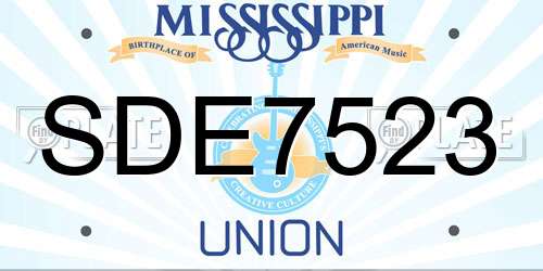 SDE7523 Mississippi License Plate