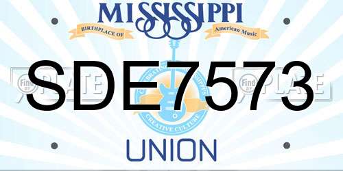 SDE7573 Mississippi License Plate