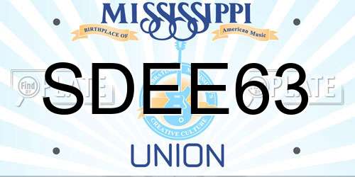 SDEE63 Mississippi License Plate