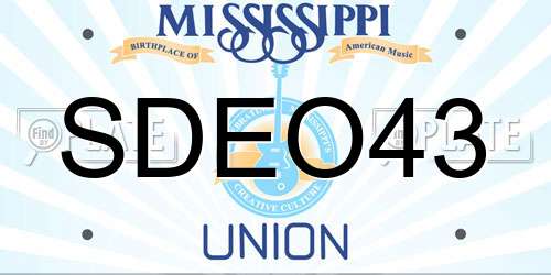 SDEO43 Mississippi License Plate