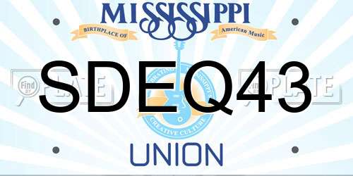 SDEQ43 Mississippi License Plate