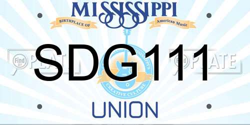 SDG111 Mississippi License Plate