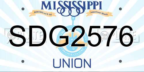 SDG2576 Mississippi License Plate