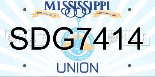 SDG7414 Mississippi License Plate