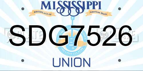 SDG7526 Mississippi License Plate