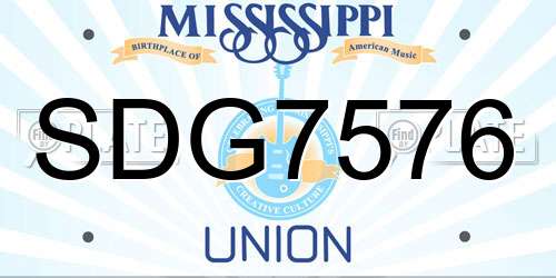 SDG7576 Mississippi License Plate