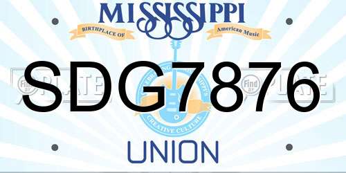 SDG7876 Mississippi License Plate