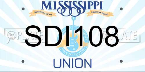SDI108 Mississippi License Plate