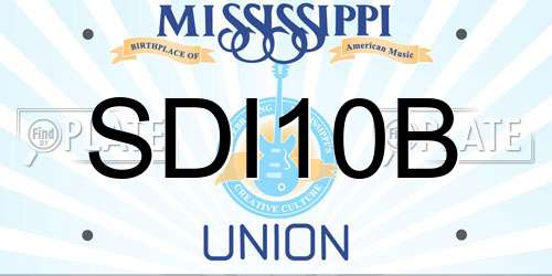 SDI10B Mississippi License Plate