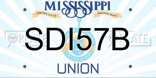 SDI57B Mississippi License Plate