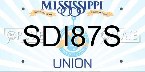 SDI87S Mississippi License Plate
