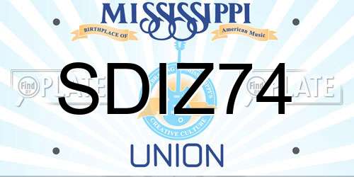SDIZ74 Mississippi License Plate