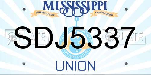 SDJ5337 Mississippi License Plate