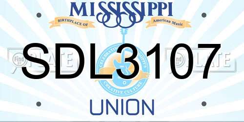 SDL3107 Mississippi License Plate