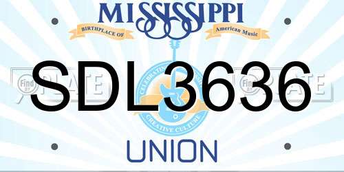 SDL3636 Mississippi License Plate